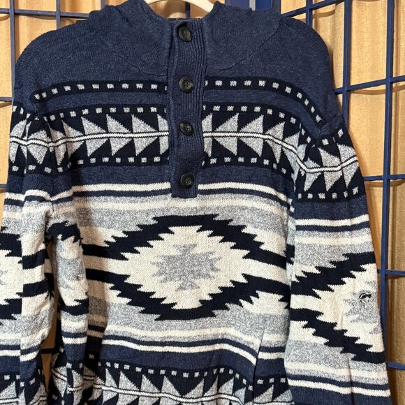 💫 American Eagle Aztec Shawl Collar Sweater Men’s L flaw on sleeve - Picture 2 of 4